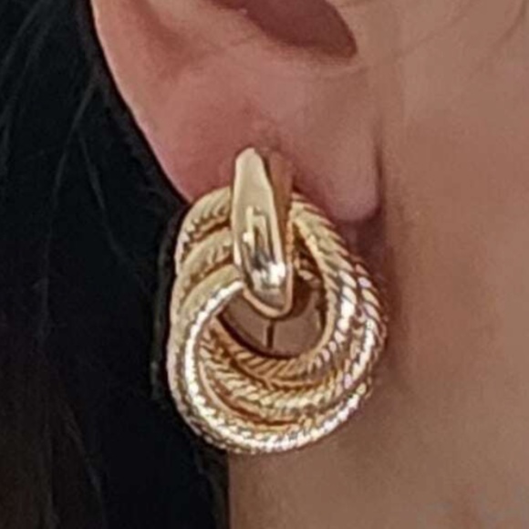 Luxe Gold Tone Stainless Steel Twist clip Earrings - Picture 6 of 8